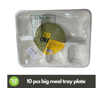 10 ON DISPOSABLE MEAL TRAY WHITE PULP PLATES